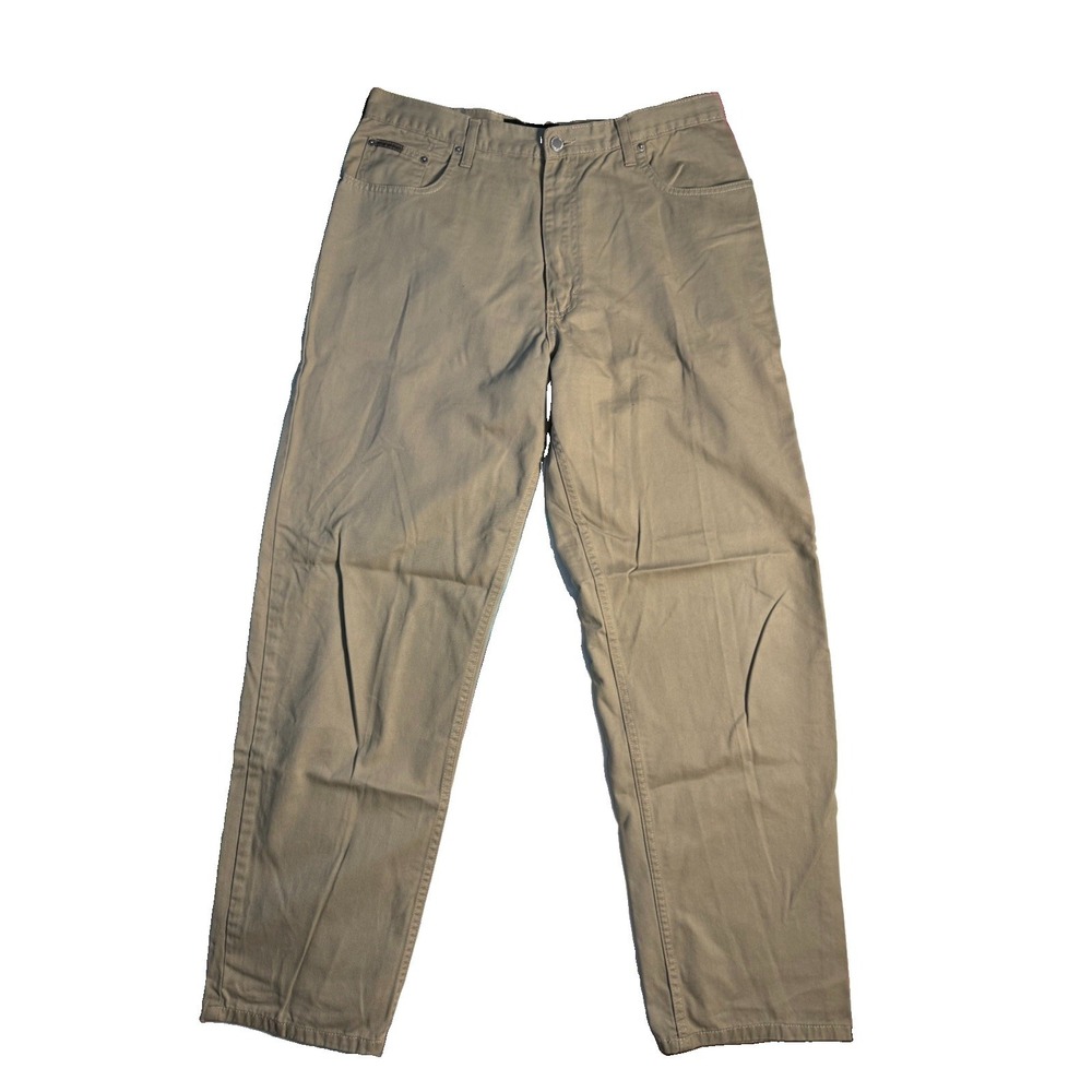 Calvin Klein Jeans Mens 36x32 Beige Tan Easy Fit Straight Leg Twill Pants EUC